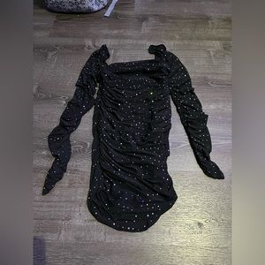 romwe bodycon long sleeve colorful sparkle dress